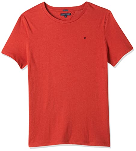 Vestibilità regolare Tommy Hilfiger Boys Basic CN Knit S/s Maglietta, Rosso (Apple Red Heather 601), 122 (Taglia Produttore: 7) Bambino