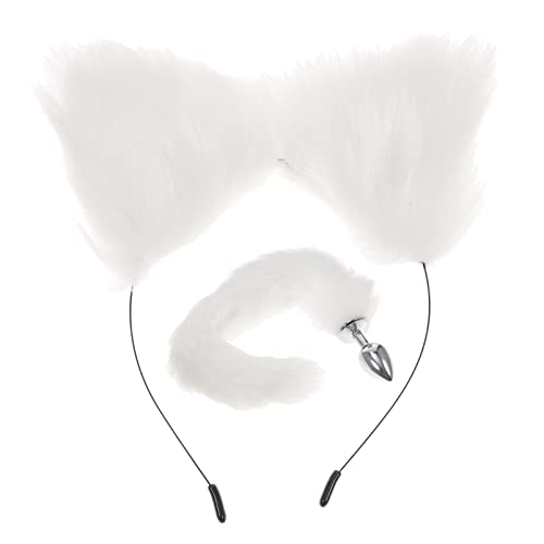 ifundom Animal Ears Headband and Furry Tail Prop Set for Women Cosplay Costume Halloween Party Performance Accessories