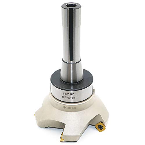 Image of 4 Inch Face Milling Cutter Holder KM12 100MM CNC end Milling Cutter + R8-FMB32 Shank Face Shell Mill Arbor + 5pcs SEHT1204 Carbide Inserts + 8mm Hexagon Wrench + T20 Wrench CNC Machine Tools
