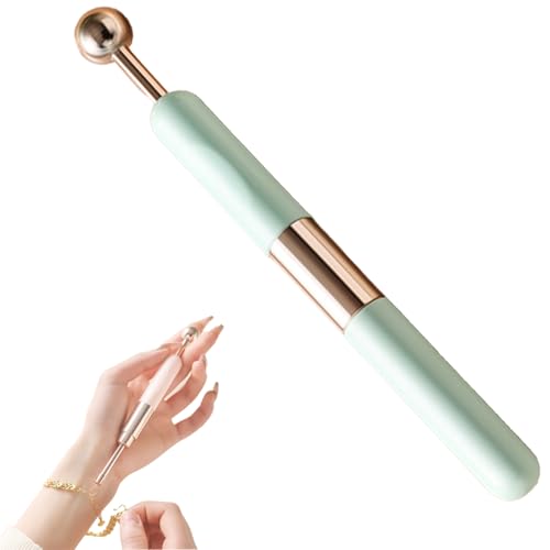Convenient Double-Head Jewelry Wearing Aids, 2-in-1 Dual-Headed Design Quick Release Clasp Helper for Bracelets/Necklaces/Watch Bands Detachable Non-Slip Sleeve & Metal Hook Jewelry Tool (Green)