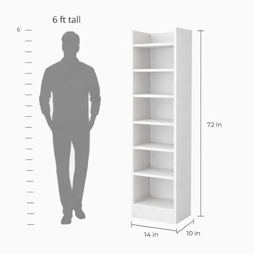 Image of ECOLINE 7 Tier Engineered Wood Book Shelf for Home Library | White | Multipurpose engineered wood bookcase. Ideal as a storage rack and display shelf for living room, bedroom, office & kitchen.