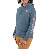 Carhartt Sudadera gráfica de peso medio para mujer, Thundercloud Heather