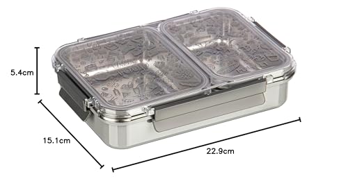 Image of Polyset Munch Mate 1000 2 PARTITION - Grey Compartment Stainless Steel Lunch Box, Leakage Proof Lunch Box for School Kids and Adults Pack of 1 1000ml