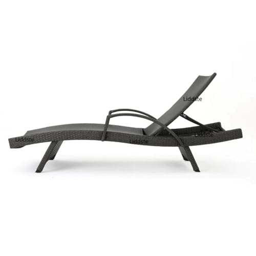 Image of Outdoor Poolside Lounger with Adjustable Backrest Sun Chaise Recliner for Terrace Garden Poolside for Relaxation Durable and Stylish- Set of 2 (Black 2)