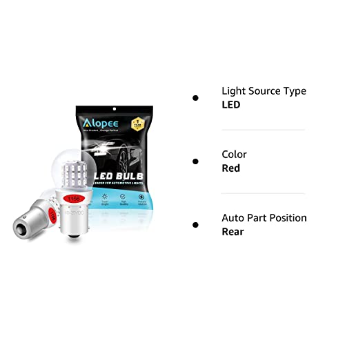 Alopee-10~30V Dc 1156 Led Bulb Red Bright 1156 Bulb Replacement For 1141 1003 7506 P21W Led Tail Light,Stop Lights,Third Brake Lights Rv Camper Light Bulbs, 39Pcs 3014 Chips, Non Polarity, Pack Of 2 #TOP7