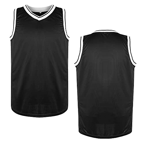 MESOSPERO Blank Basketball Jersey Men's Mesh Athletic Sports Shirts Black Yellow White S-3XL (Black, Large)