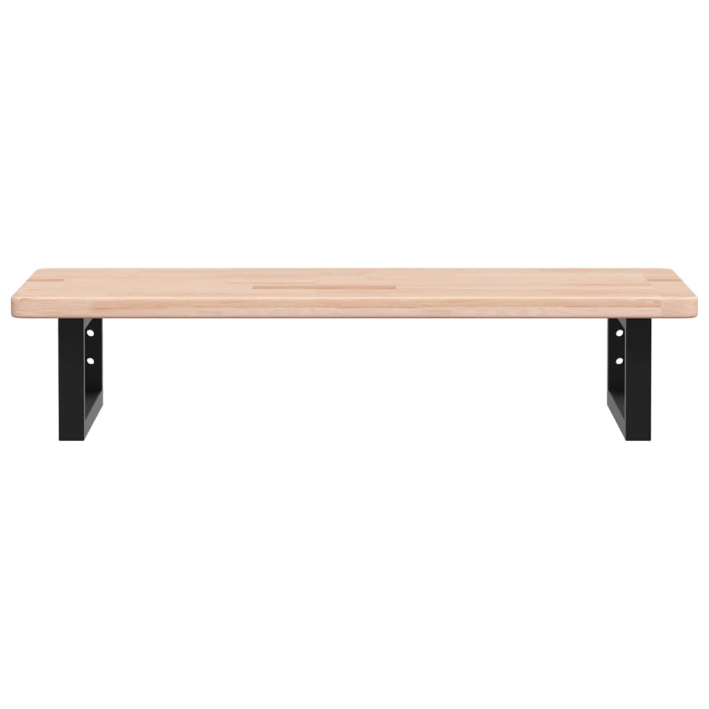 Blat umywalki 80 x 40 cm z drewna dębowego ze stalowym uchwytem, wiszący regał pod umywalkę do łazienki, lite drewno