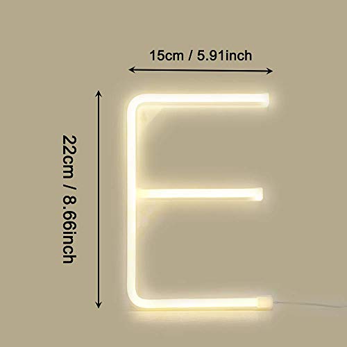 Image of ENUOLI Warm White Neon LED Letters Sign Light up Alphabet Neon Signs (E) | Battery /USB Operated Marquee Art Words Neon Lights for Festival Bar Club Wedding Birthday Party Christmas Wall Home Decor