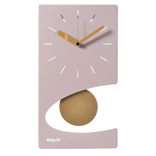 Arti & Mestieri Eclipse - Orologio a pendolo da Parete di Design 100% Made in Italy - in Ferro, 44 x 25 cm (Gelso e oro laccato)