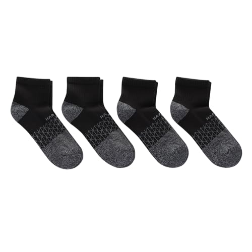Image of Hanes Men's Socks, Absolute Comfort Cushioned Moisture-wicking Seamless Toe, 4 Pack, Ankle, Crew and Heel Shield Socks