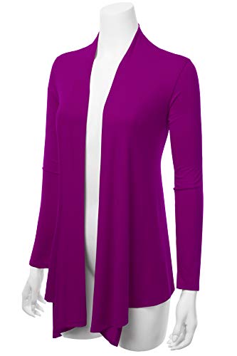 Image of Women's Drape Front Open Cardigan Long Sleeve (S-2X, Made in USA)
