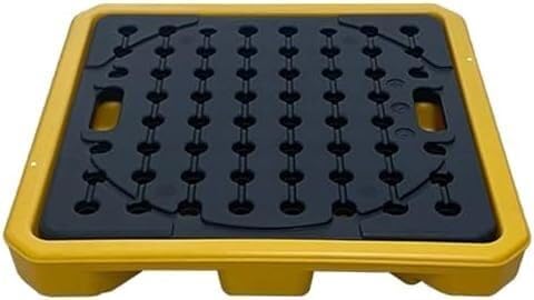Industrial Spill Containment Pallets – Polyethylene Spill Containment Platforms with Grating for Warehouses, Factories and Garages – Modular Stackability for Paint Drums -68x68x10CM