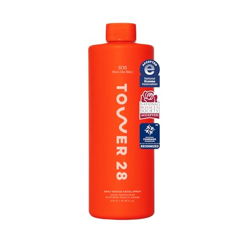 Tower 28 Jumbo SOS Daily Rescue Facial Spray - Hypochlorous Acid Spray to Help Reduce Redness Calm Irritation + Alleviate Flare-Ups - Soothing + Purifying Face Toner - Everyday Skin Care Mist (16 oz)