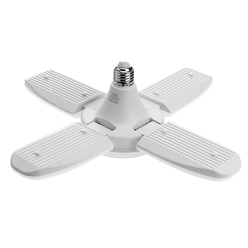jojofuny Lámpara de Ventilador Plegable con 4 Bombillas Led de 60 w Y 3000 K Luz Blanca Cálida para Garaje Y Comedor