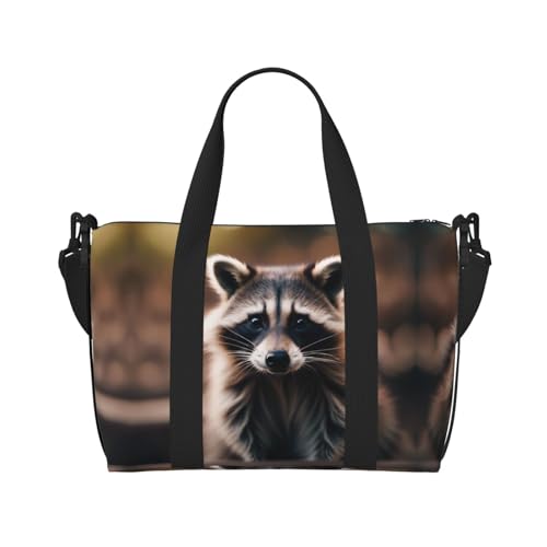 Travel Duffle Bag Weekender Bag Carry On Tote Bag Sport Gym Bag for Women Men cute raccoon (1) Print2