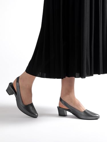 Image of Marc Loire Women Pointed Toe Block Heel Sandal for Office Wear