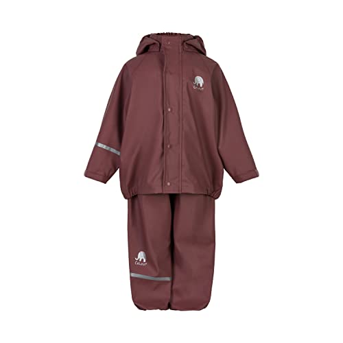 CELAVI Unisex Kinder Basic PU rain Set Regenjacke, Rose Brown, 100