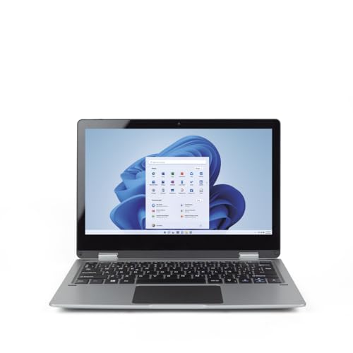 PRIXTON Ordenador Portátil Convertible Flex Pro con Pantalla Táctil de 11.6”, Windows 11 Home, Procesador Intel Celeron N4020, Memoria 4GB RAM / 128GB, Teclado en Español
