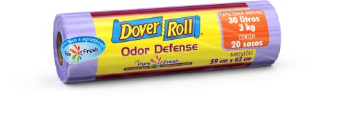 Saco para lixo Dover-Roll Odor Defense, 30 litros, Lilás, com 20 sacos, 59 cm x 62 cm, 510022356