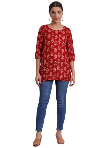 Image of PATLANI Women's Cotton Printed Short Fullstitched Kurti /Kurtas.