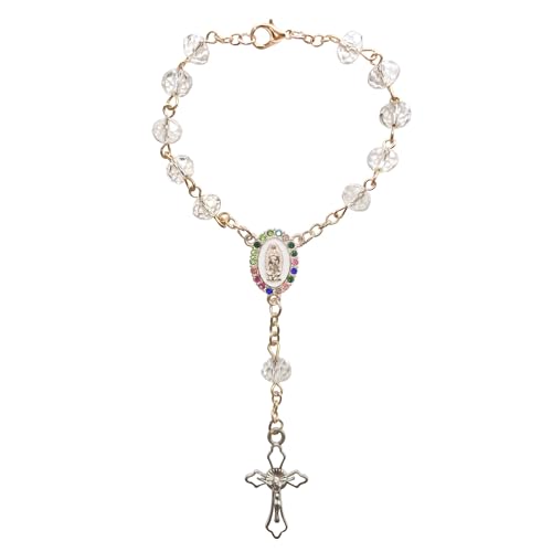 Car Rosary for Rearview Mirror Hanging - Catholic Religious Devout Gift with Virgin Mary Charm and Crucifix, Ideal Catholic Rosary Gifts for Men & Women