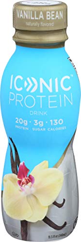 Image of Iconic Protein Drinks, Vanilla Bean (12 Pack) - Sugar Free & Low Carb - 20g Grass Fed Protein - Lactose Free, Gluten Free, Non-GMO, Kosher - Keto Friendly Protein Shakes