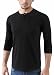 HETHCODE Men's Casual Raglan Fit Soft Baseball 3/4 Sleeve Henley T-Shirts Tee Black M