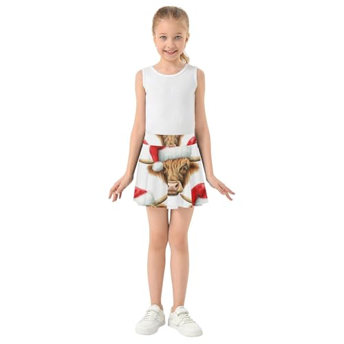 Cute Highland Cow Heads White Athletic Shorts for Girls Skorts Skirts with Shorts Gymnastics Flowy Skirt 3t3
