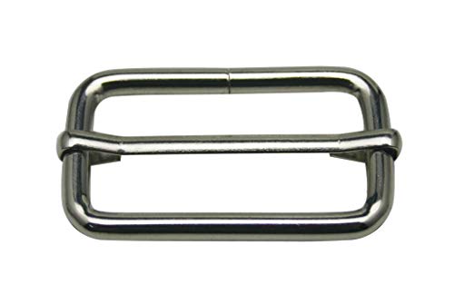 Generic Metal Silvery Rectangle Buckle with Slider Bar 1.5