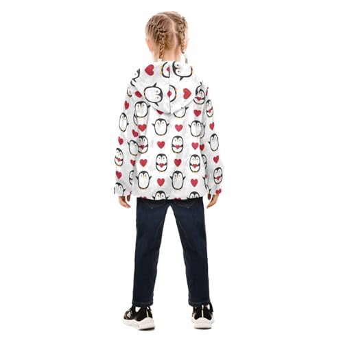 OTVEE Doodle Penguin Valentine Heart Kids Hoodie Jacket Fall Spring Full Zip Warm Outwear Coat4
