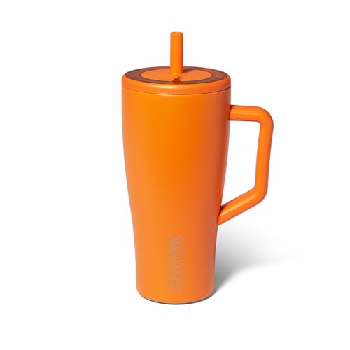Image of BruMate Era 30 oz Tumbler with Handle & Straw | 100% Leakproof Insulated Water Bottle Tumbler with Lid & Flexible SoftSip Straw | Made of Stainless Steel | Cup Holder Friendly | 30oz (Clementine)
