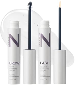 NULASTIN Eyelash Serum & Brow Serum - Lash & Brow Dual System - Eyebrow & Eyelash Enhancing Serums with Keratin & Peptides for Fuller Looking Lashes & Brows (2 Count, 0.1 Fl Oz Each)