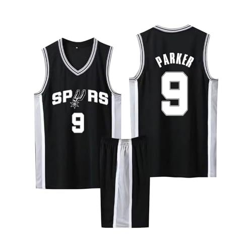 Maillot Basketball 2024 - Ensemble 2 Pièces Jersey et Short Sans Manches Pour Enfant/Adulte - Pop Noir XL