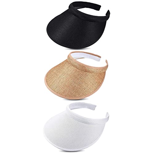 3 Stücke Sonnenvisorhüte Sommerweiter Krempe am Strand verstellbare große Rand Golfhut für Frauen, Sonnenvisier Cover