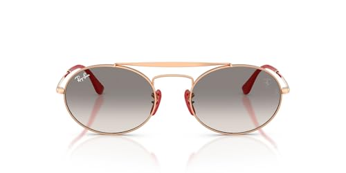 Ray-Ban RB3775M Scuderia Ferrari Collection Oval Sunglasses, Rose Gold/Clear Gradient Grey, 54 mm
