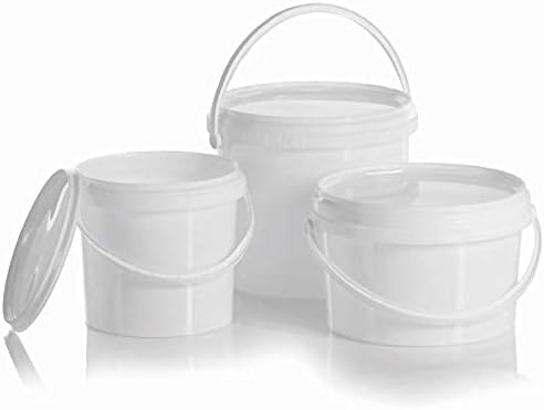 B2C Plastic Buckets Tubs White Containers Tamper Evident Lids 0.5L 1L 3L 5L 10L 25L (1, 5L)