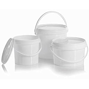B2C Plastic Buckets Tubs White Containers Tamper Evident Lids 0.5L 1L 3L 5L 10L 25L (1, 3L)