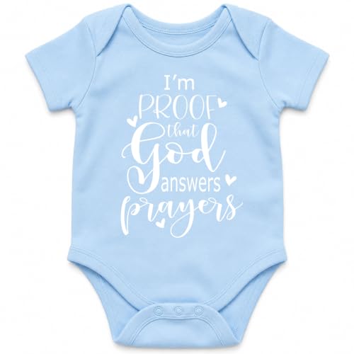 Image of AW Fashions I'm Proof God Answers Prayers - Miracle Baby Bodysuit | Faith-filled miracle baby message for showers, church family, first visits, newborn photos and meaningful gifts