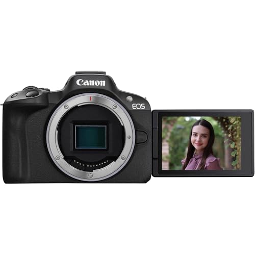 Image of Canon EOS R50 Mirrorless Camera Body (Black) 5811C002 Bundle with Sandisk 128GB Memory Card, Deco Essentials Camera Bag and Photography Guidebook