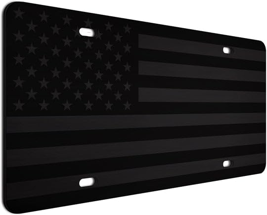 Ghosted Black American Flag License Plate - 6