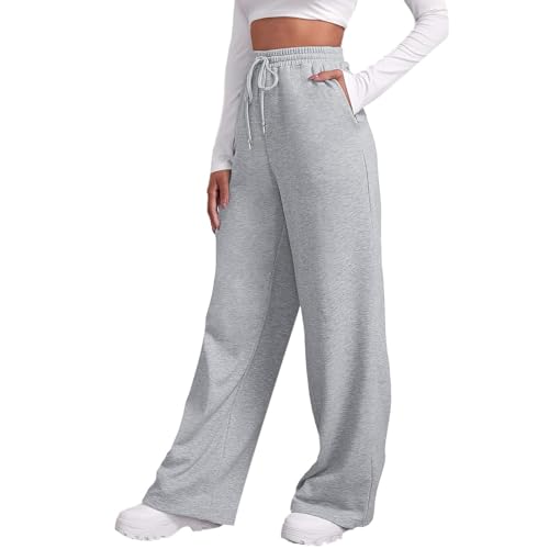 Aidodmom Pantalones Deportivos Mujer Algodón Largo Pantalón de Chándal con Bolsillo Elástica Cordón Joggers para Casual Correr Jogging Fitness