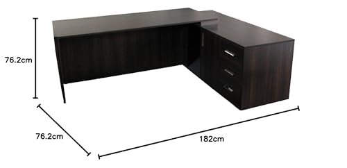 Image of Lakdi The Furniture Co Director Office Table for L-Shape Made in Particle Board with Side Unite and Openable Shutter & Storage Wire Manager,CPU Storage Luxury Executive Desk Brown Color- (LDL-532)