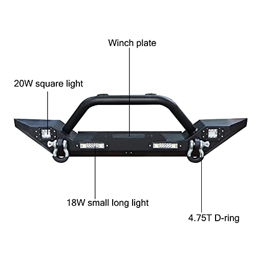 Vijay Front Bumper Compatible With 1997-2006 Wrangler Tj With Winch Seat And Led Lights #TOP2