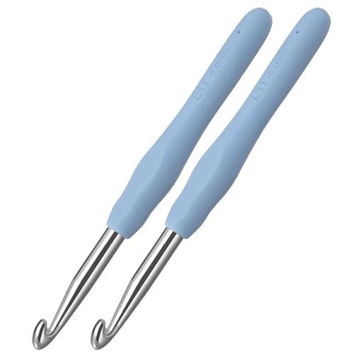 Image of 2Pcs 8.0mm Crochet Hooks, Ergonomic Crochet Hook for Arthritis and Beginners, Extra Long, Smooth, Comfortable (Size L / 8.0mm)