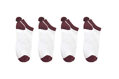 Image of Everything Legwear Sock House Co. Pom Pom Socks (4 Pair) - Team Spirit Athletic Socks - Fits Ladies Shoe Size: 4-10