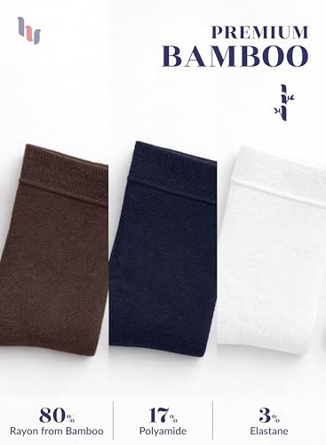 Image of Hugh Ugoli Women's Thin Soft Rayon Derived from Bamboo Crew Socks for Dress, Trouser, Seamless Toe & Non-Binding, 5-8 /9-11