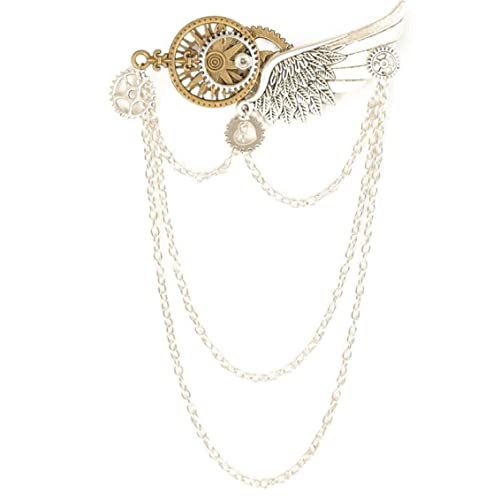 Vintage Steampunk Broche Chaîne Épinglettes Broches Hommes Chemise Costume Badge Bijoux Accessoires pour Femmes Cover