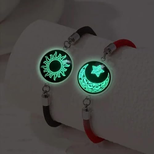 Zmjk Colourful Sun Moon Bracelets For Women Luminous Bracelet Couples Bracelet Luminous Glowing In The Dark Star Bracelet For Men thumb #1