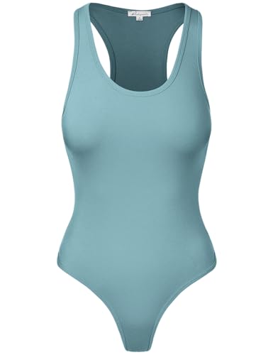 Women's Tank Top Bodysuits Sleeveless Scoopneck Racerback Cotton Jumpsuits