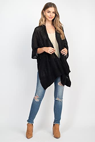 Image of RIAH FASHION Bohemian Sequin Glitter Shawl Wrap Poncho - Kimono Cardigan, Sparkly Metallic Mesh Scarf, Open Knit Crochet